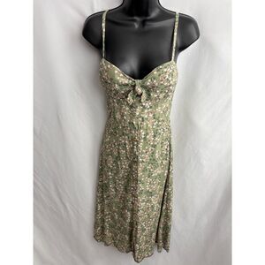 AUW Sage Green Floral Midi Dress Romantic Size M Sexy Date Flirty Coquette